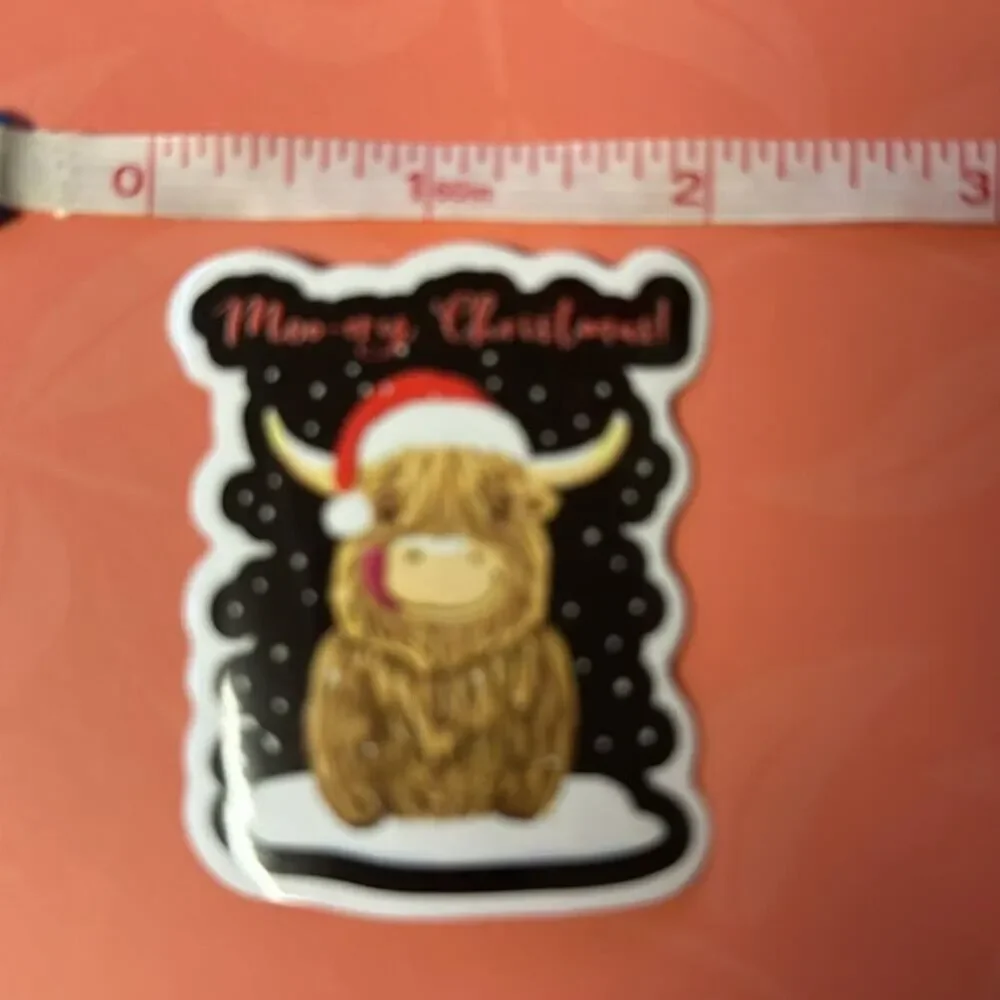 Highland Cow Sticker Moo-rry Christmas